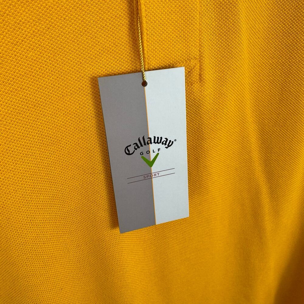 Callaway Golf Sport NWT 100% Cotton Yellow Short Sleeve 1/4 Button Polo Men's XL - Picture 4 of 7